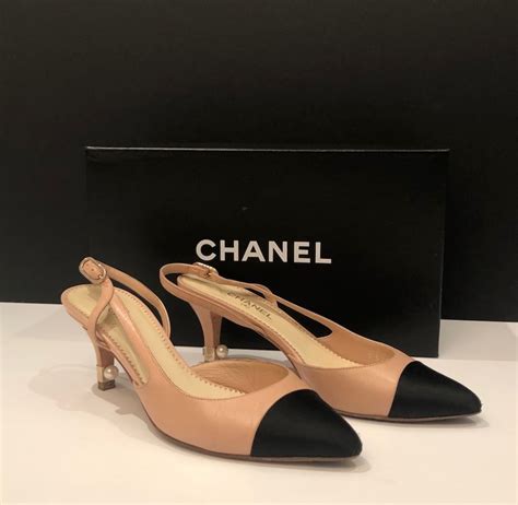 chanel heels shoes|chanel two tone slingback shoes.